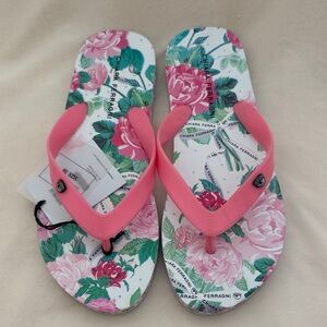 Chiara Ferragni Pink Floral Flip Flops